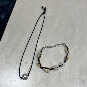 Shell and Pearl Anklet + Necklace